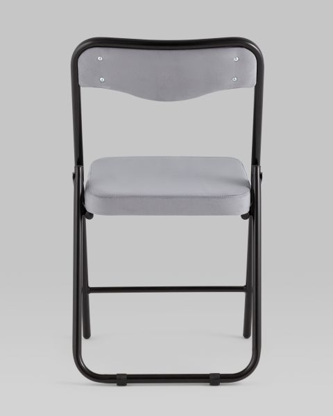 Складной стул Джонни велюр серый каркас черный матовый