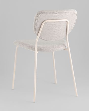 Стул обеденный Gigi шенилл серый белые ножки