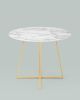 Стол обеденный Дакота 100*100 белый мрамор ножки золото