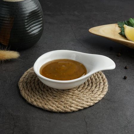 Соусник  40 мл 10,5*8 см h3 см Mini Mix круглый с ручкой белый фарфор P.L. [6]