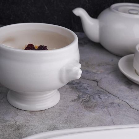 Бульонница 450 мл d 11 см h10,5 см горшочек "Лев" белая фарфор P.L. Proff Cuisine [3]