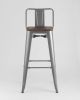 Стул барный TOLIX WOOD со спинкой серебристый матовый
