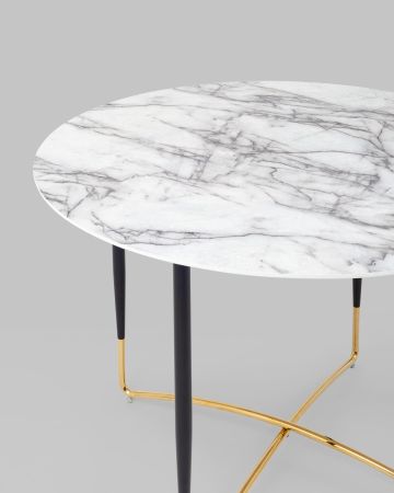 Стол обеденный Даймакс 110*110 белый мрамор