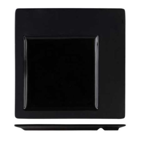 Тарелка 30,7*30,7 см квадратная смещенное дно черная фарфор P.L. Proff Cuisine [3]