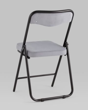 Складной стул Джонни велюр серый каркас черный матовый