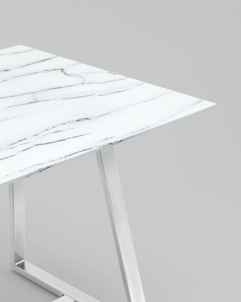 Стол обеденный Даллас 160*90 белый стеклянный