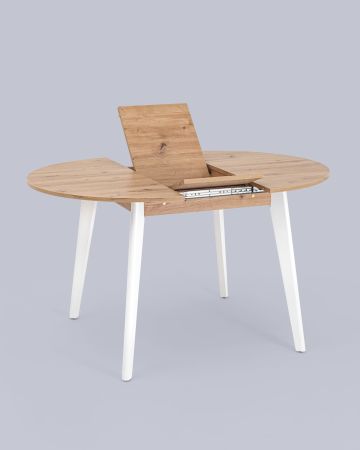 Стол Rondo 100-135*100 дуб/белый