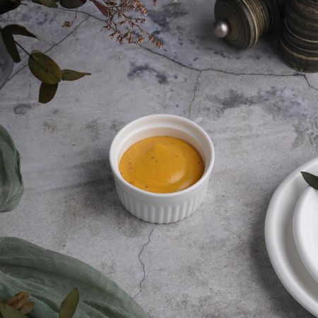 Соусник  75 мл 6,7 см h4 см круглый Рамекин рельефный белый фарфор P.L. Proff Cuisine [6]