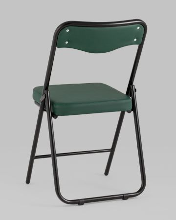 Складной стул Джонни экокожа зелёный каркас черный матовый