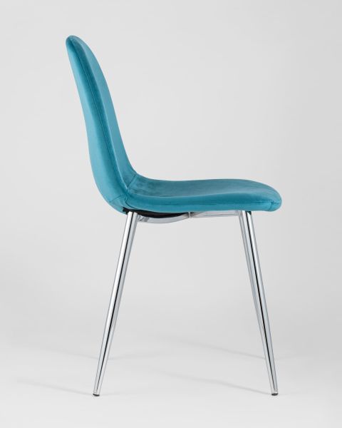Стул Валенсия велюр темно-бирюзовый хромированные ножки