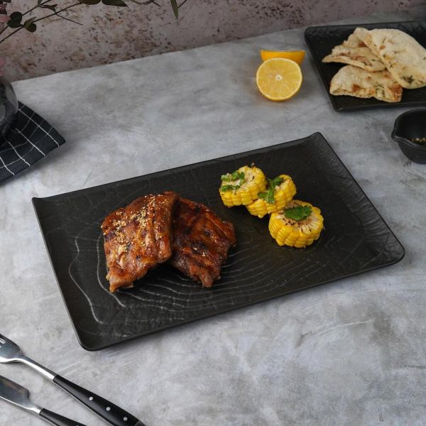 Блюдо прямоугольное 33,5*20,5 см с бортами Side Up2 Black Raw Wood P.L. Proff Cuisine [2]