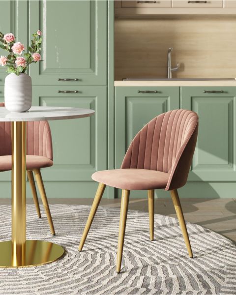 Стул Лион Страйпс велюр розовый
