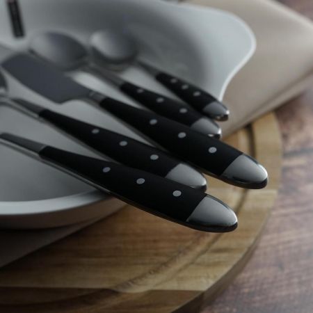 Ложка кофейная 13,8 см ручка черный пластик Grazia P.L. Proff Cuisine [12]