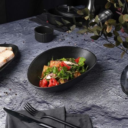 Салатник 700 мл 25*16 см h6,4 см Wave Up Smooth Black Raw Stellar P.L. Proff Cuisine [1]