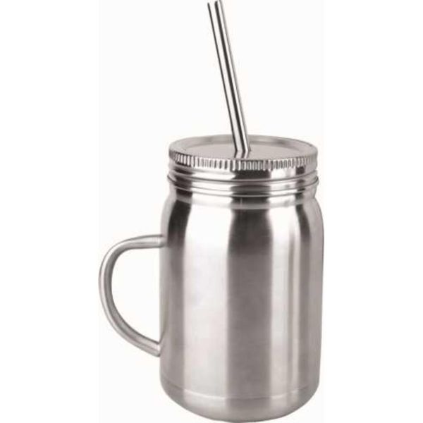 Кружка для коктейля 650 мл с трубочкой d 7,5 см h14 см нерж. P.L. - Kingtex