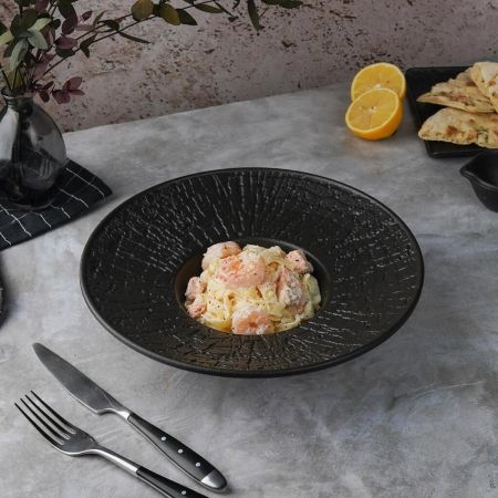 Тарелка глубокая 250 мл d27 см h6,3 см для пасты, для супа Black Raw Wood P.L. Proff Cuisine [4]