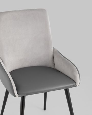 Стул Мюнхен экокожа серая велюр серый