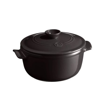 Кастрюля 2,5 л. керам. d=22,0 см. h=15,5 см. с крышкой черная Emile Henry /1/ ВДОХНОВЕНИЕ
