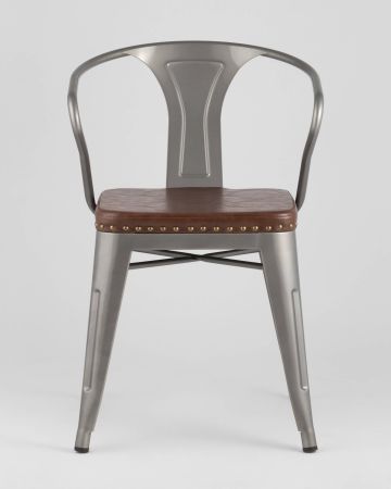 Стул TOLIX ARMS SOFT с подлокотниками серебристый