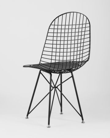 Стул обеденный Eiffel черный с черной подушкой