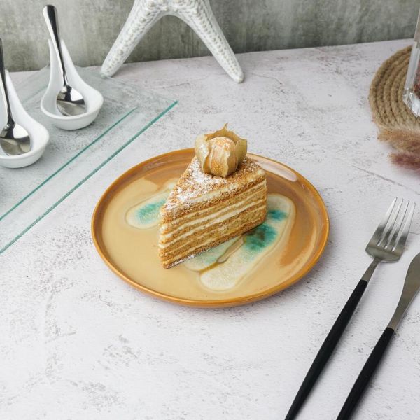 Тарелка d 18,5 см h1,5 см Light Brown Spots Sea Wave Frutti di Mare P.L. [1]