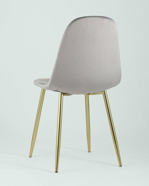 Стул Валенсия велюр серый золотые ножки