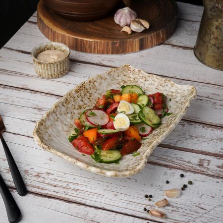 Блюдо прямоугольное 25,5*19,5 см h4,8 см Crush Brown Spider Silk P.L. Proff Cuisine [4]