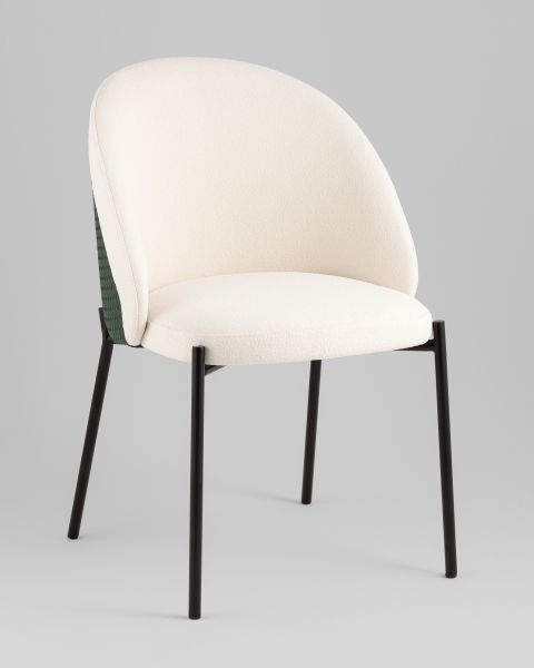 Стул обеденный Adelinde бежевый с зеленой экокожей