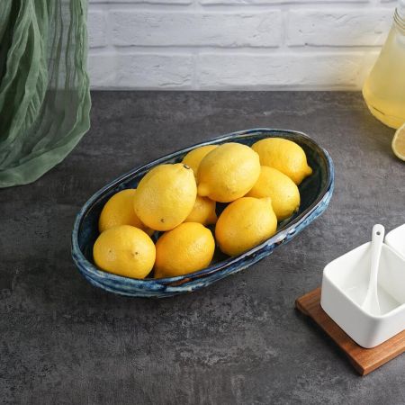 Блюдо овальное 35*20,5 см h6 см 2 л Aqua Blue Style Buffet P.L. [1]