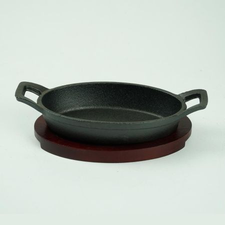 Сковорода для подачи на дерев. подст. 15,5*9,7 см овальная чугун 2 ручки P.L. Proff Cuisine