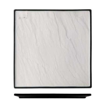 Блюдо квадратное 25*25 см Relief белое с черным бортом фарфор P.L. Proff Cuisine [3]