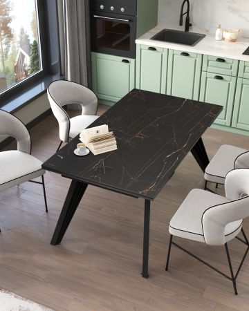 Стол обеденный Пандора раскладной 160-240*90 керамика темная