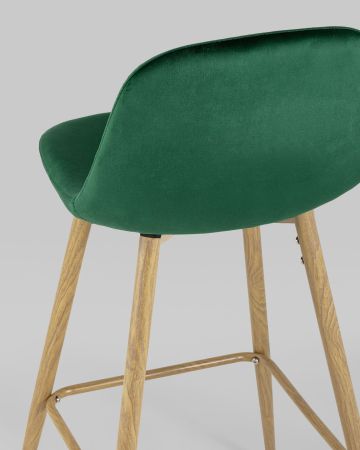 Стул барный Валенсия велюр зеленый ножки цвет дерево
