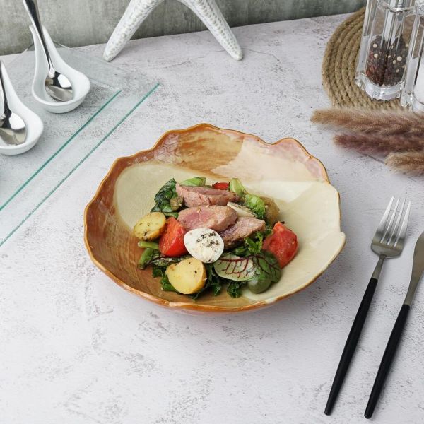 Салатник 500 мл d 21,5 см h5,5 см Light Brown Crush Spots Frutti di Mare P.L. [1]