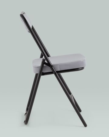 Складной стул Джонни велюр серый каркас черный матовый