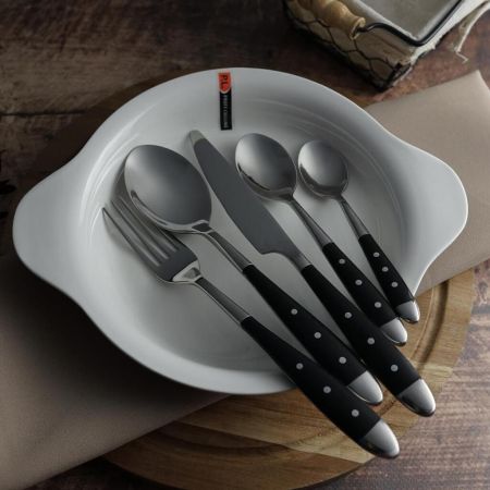 Ложка кофейная 13,8 см ручка черный пластик Grazia P.L. Proff Cuisine [12]