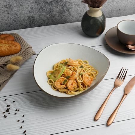 Салатник 800 мл 24*20,7 cм h8 cм White Matt New Brown Taiga P.L. [3]