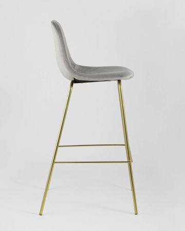 Стул барный Валенсия велюр серый золотые ножки