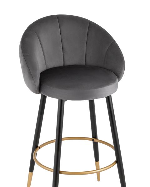 Стул барный Наоми велюр серый