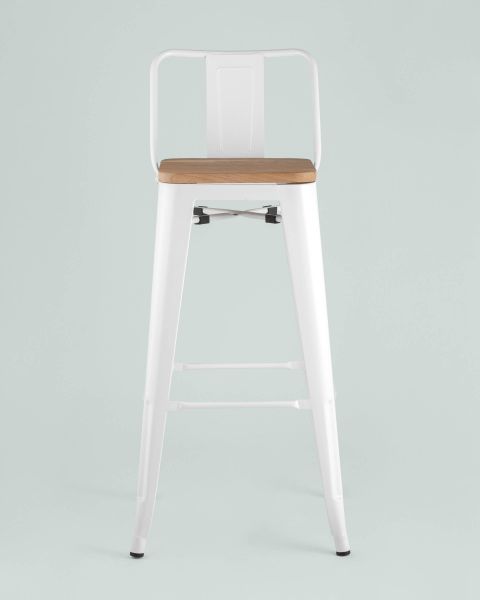 Стул барный TOLIX WOOD со спинкой белый глянцевый