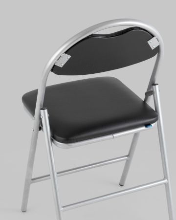Стул складной Hagen экокожа черный каркас металлик