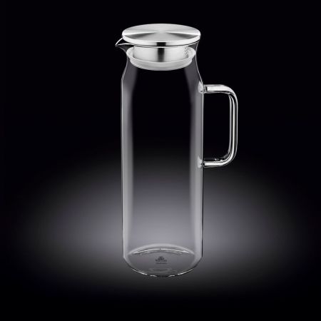 Кувшин 1,5 л. d=90 мм. h=285 мм. с крышкой  + сетка нерж Термостекло Wilmax /1/18/