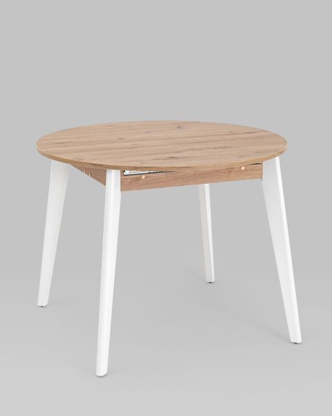 Стол Rondo 100-135*100 дуб/белый
