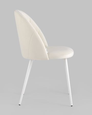 Стул Логан велюр молочный белые ножки