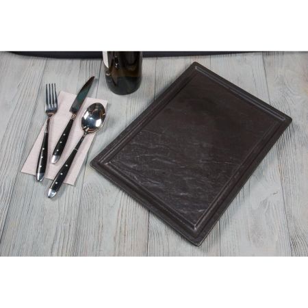 Блюдо прямоугольное 33*24 см h1,7 см для стейка Black Raw Stellar P.L. Proff Cuisine [1]