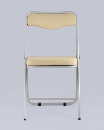 Складной стул Джонни экокожа кремовый каркас металлик