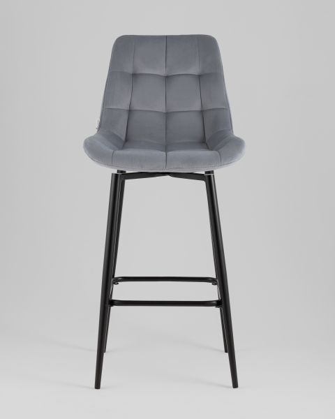 Стул барный Флекс с поворотным механизмом велюр велютто серый