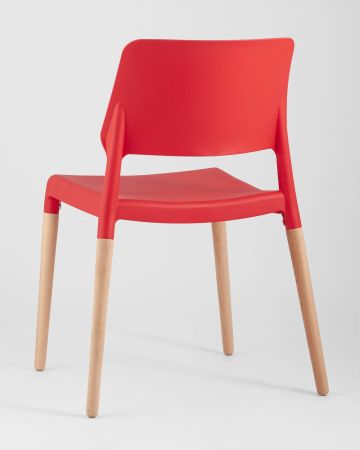 Стул BISTRO красный пластик ножки из дерева