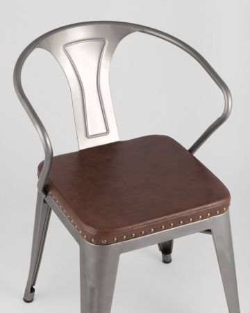 Стул TOLIX ARMS SOFT с подлокотниками серебристый