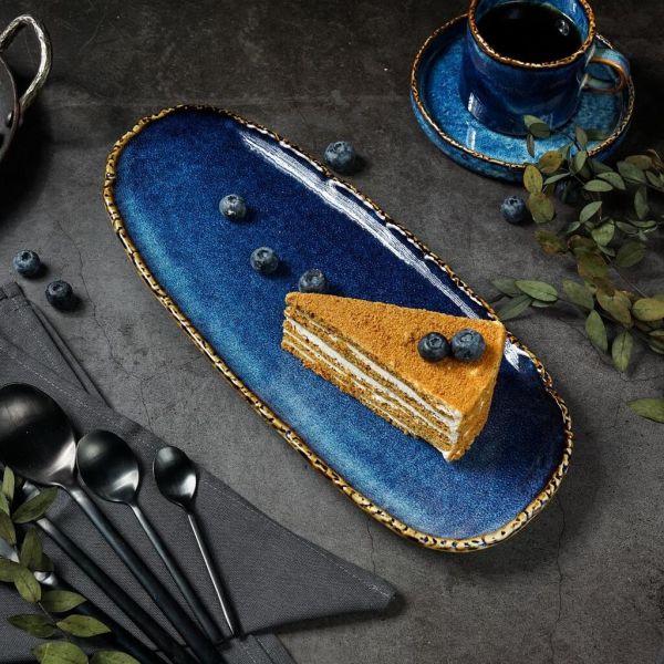 Блюдо овальное 34,6*14,8 см h2,8 см Aqua Blue P.L. Proff Cuisine [1]